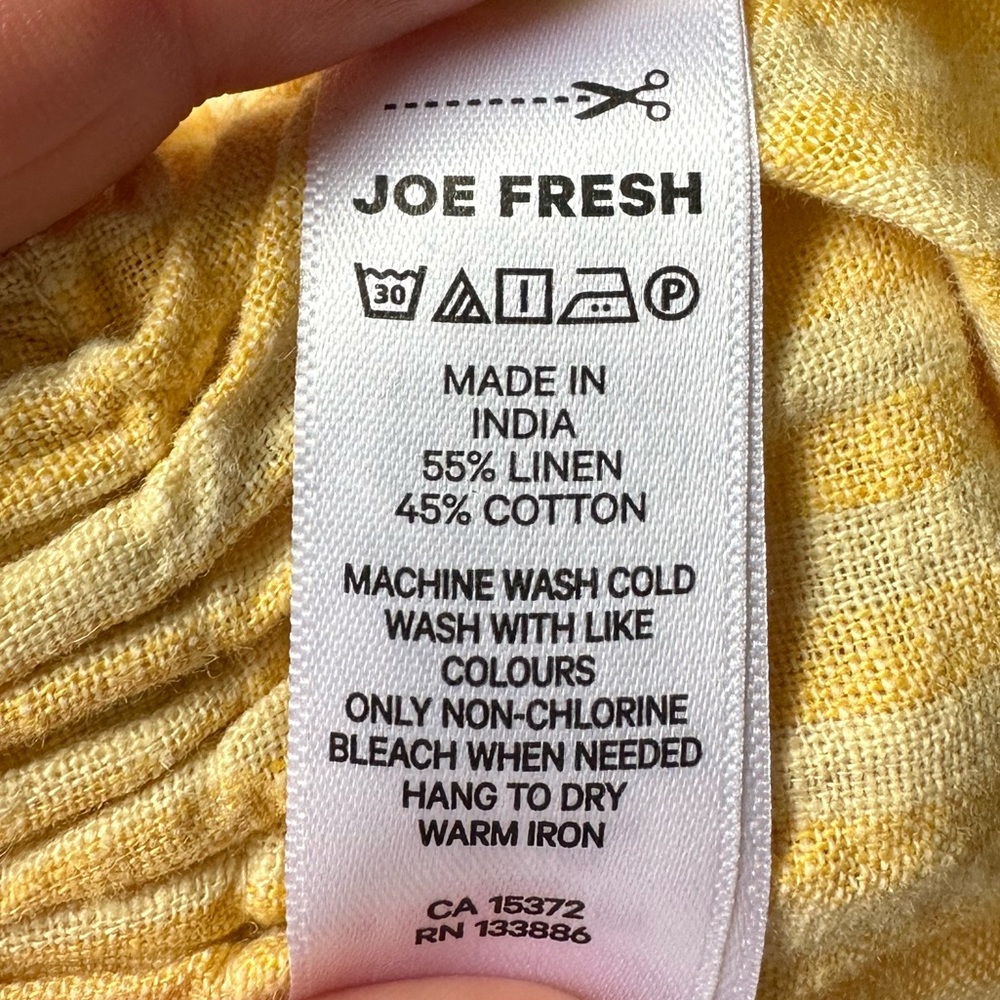 JF X JILLIAN HARRIS Yellow Striped Cotton Linen High Low Tie Back Dress Size XL - Picture 9 of 9